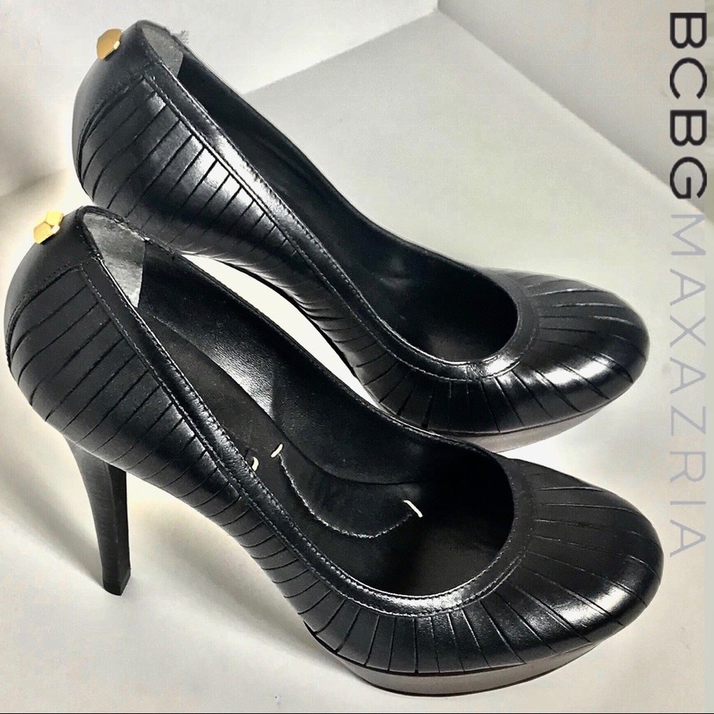 🎉BCBGMaxAzria Black Leather Platform Stiletto Heels